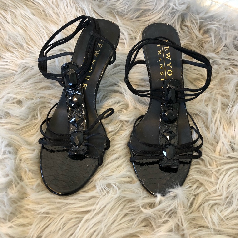 Black strappy heels 9.5 size